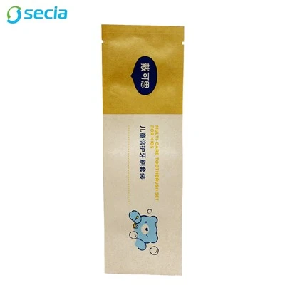 Bolsa de escova de dentes de papel Kraft de três laterais