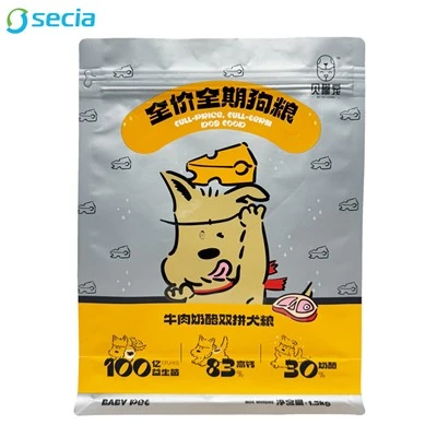 Bolsa de alumínio para alimentos para animais de estimação com zíper
